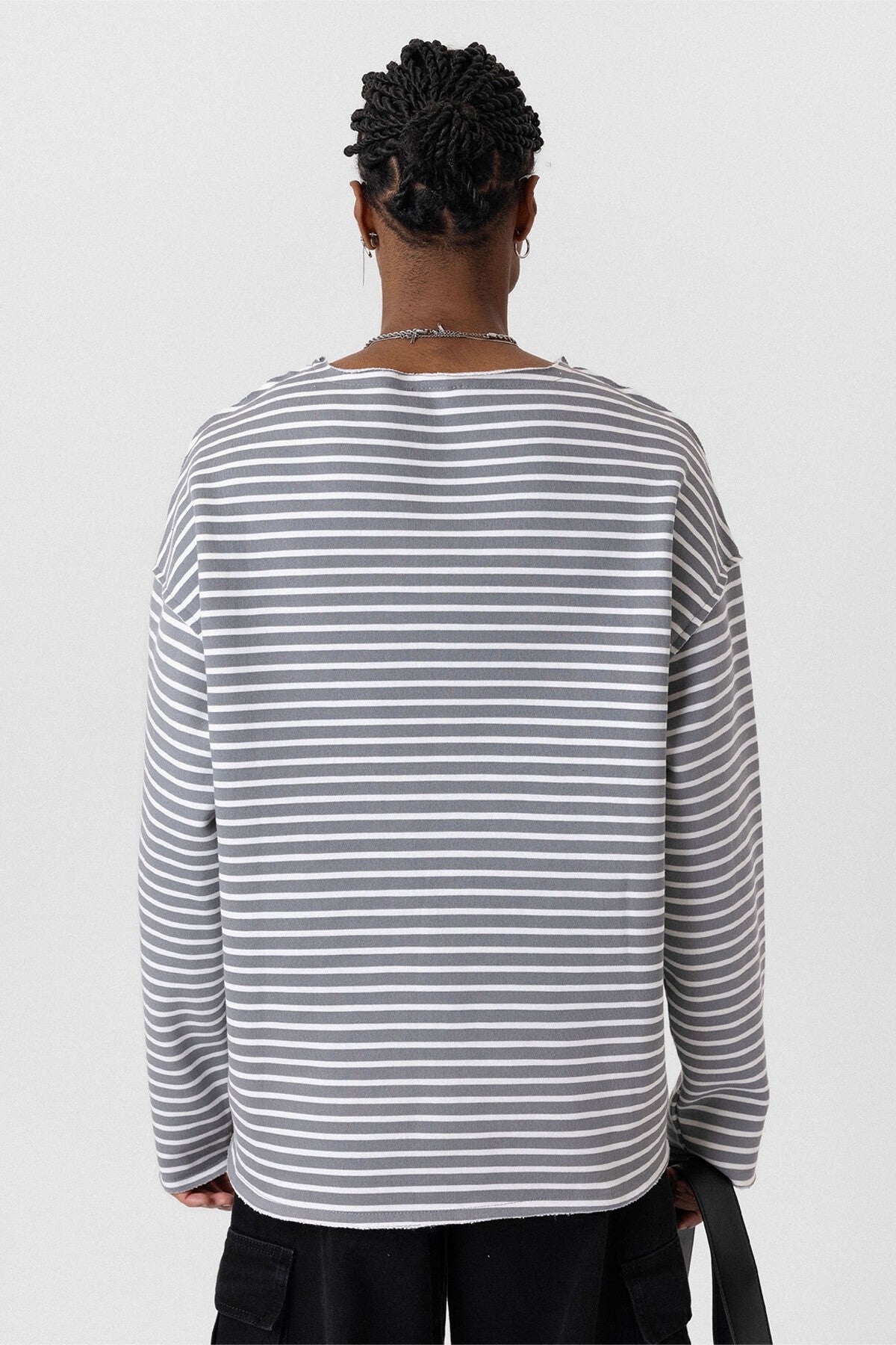 Oversized Sweatshirt with Collar Detail