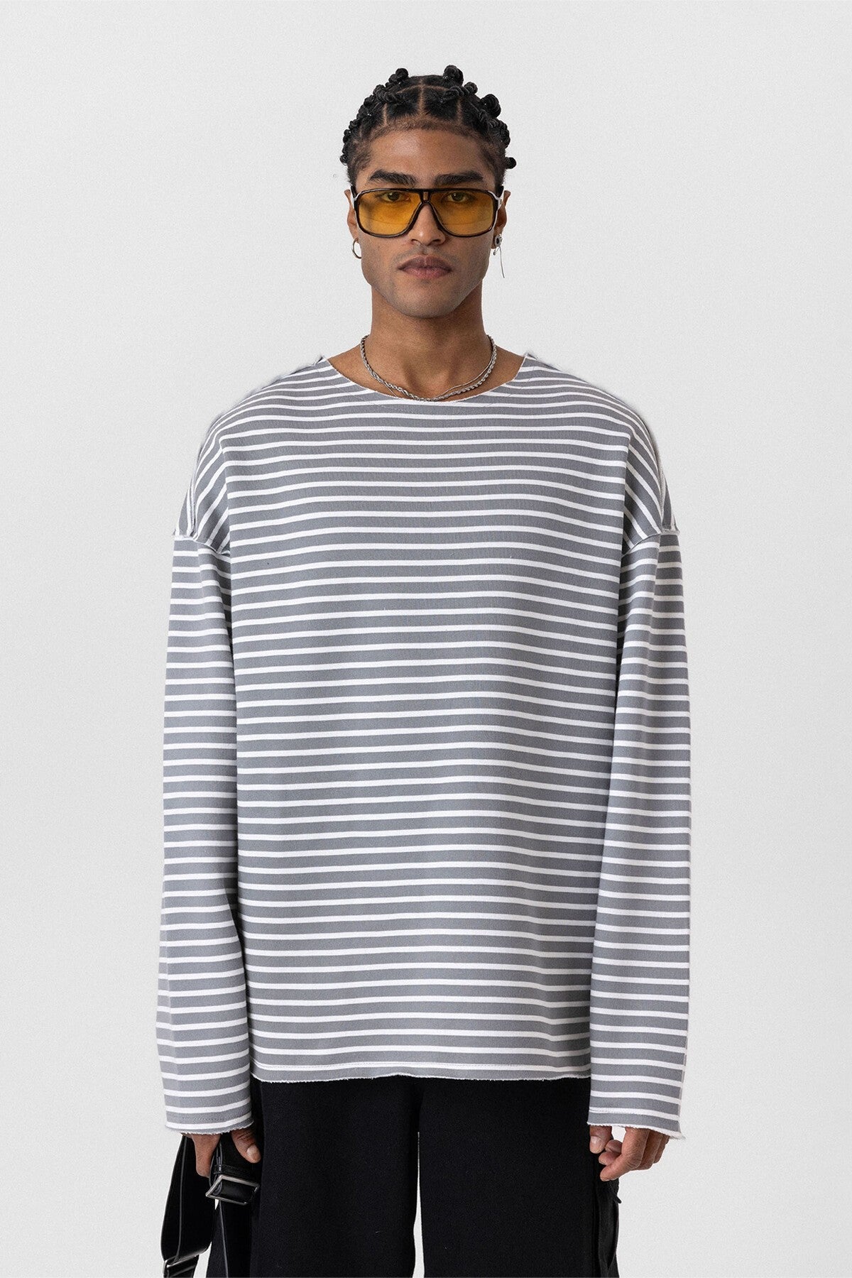 Oversized Sweatshirt with Collar Detail