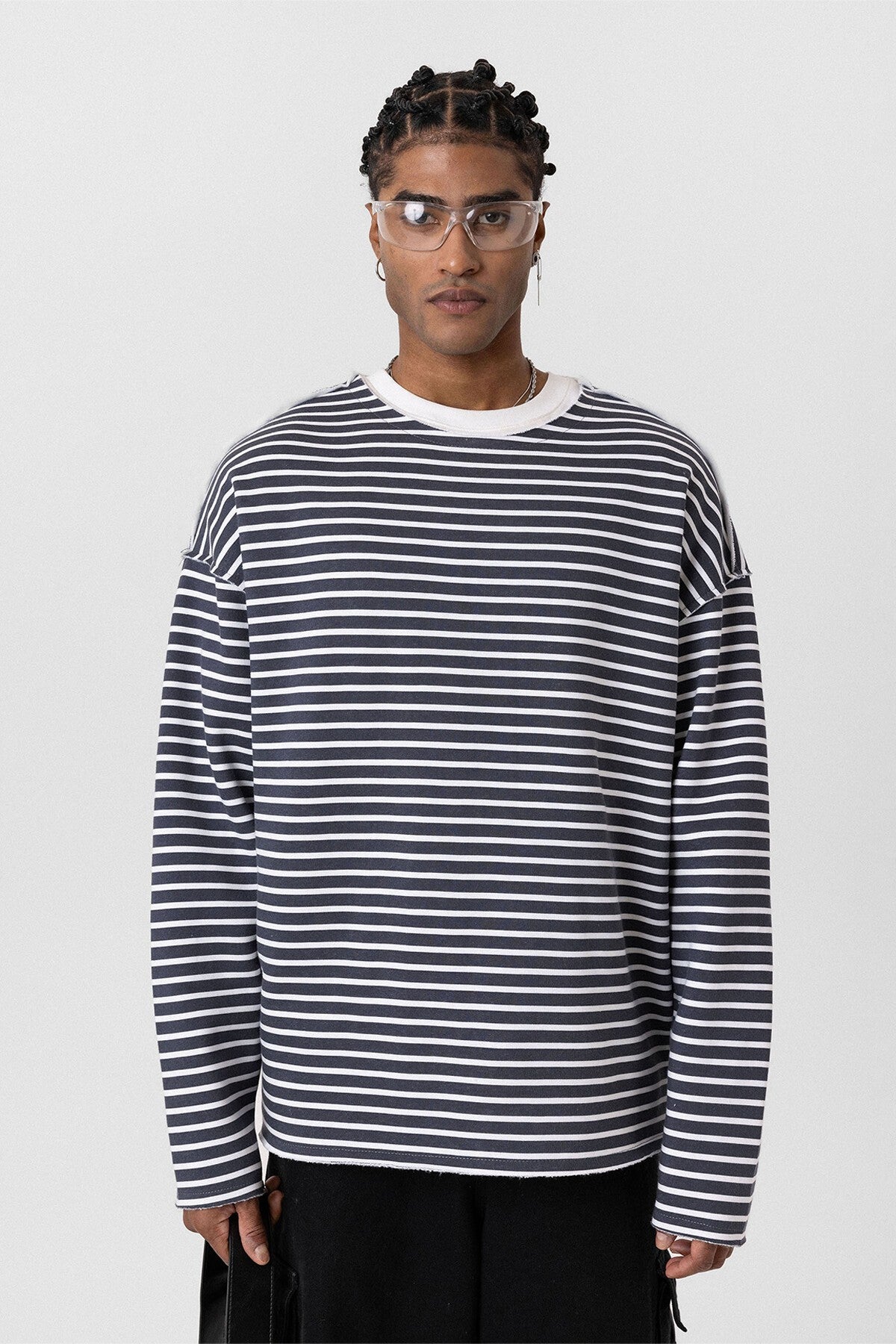 Oversized Sweatshirt with Collar Detail
