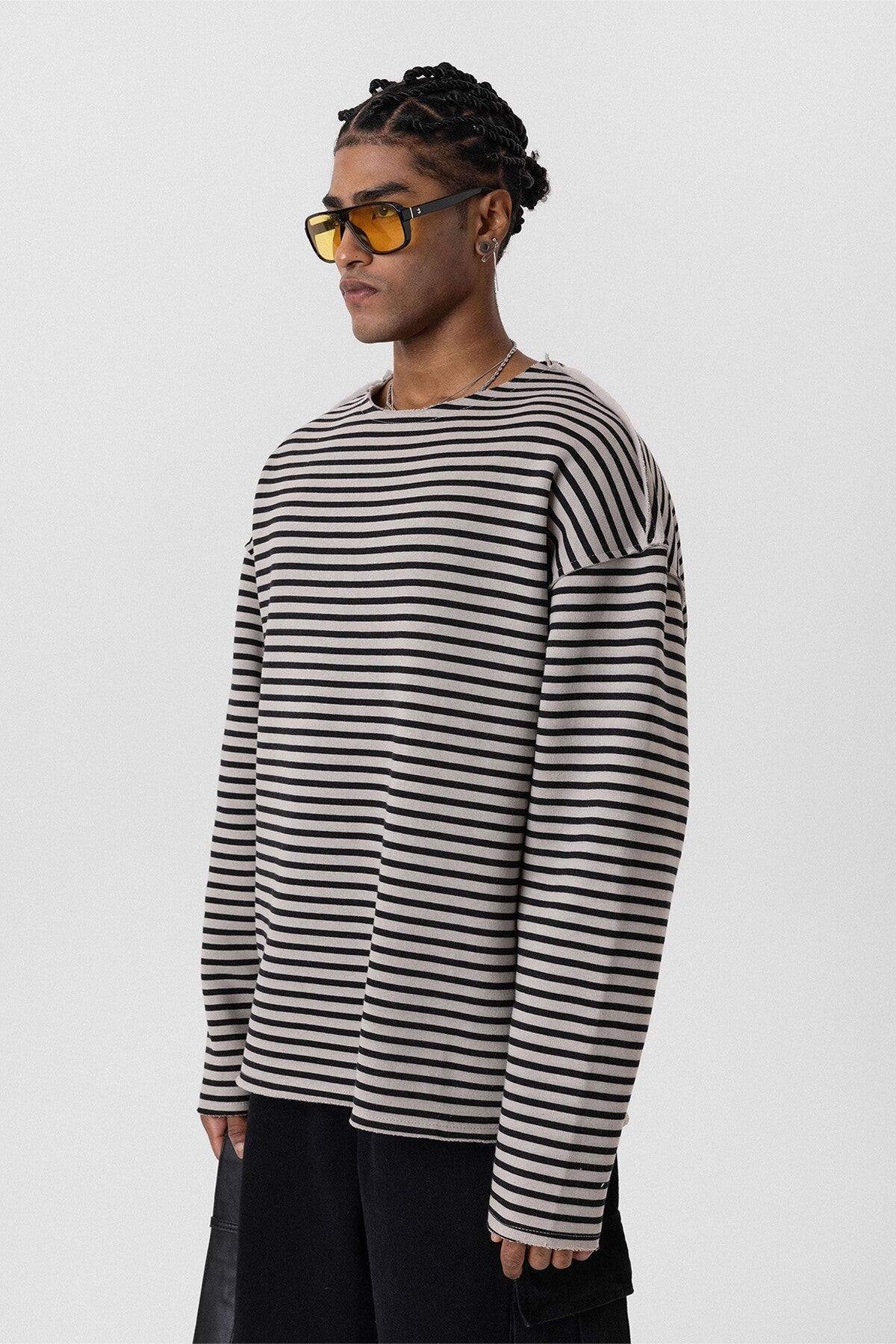Oversized Sweatshirt with Collar Detail