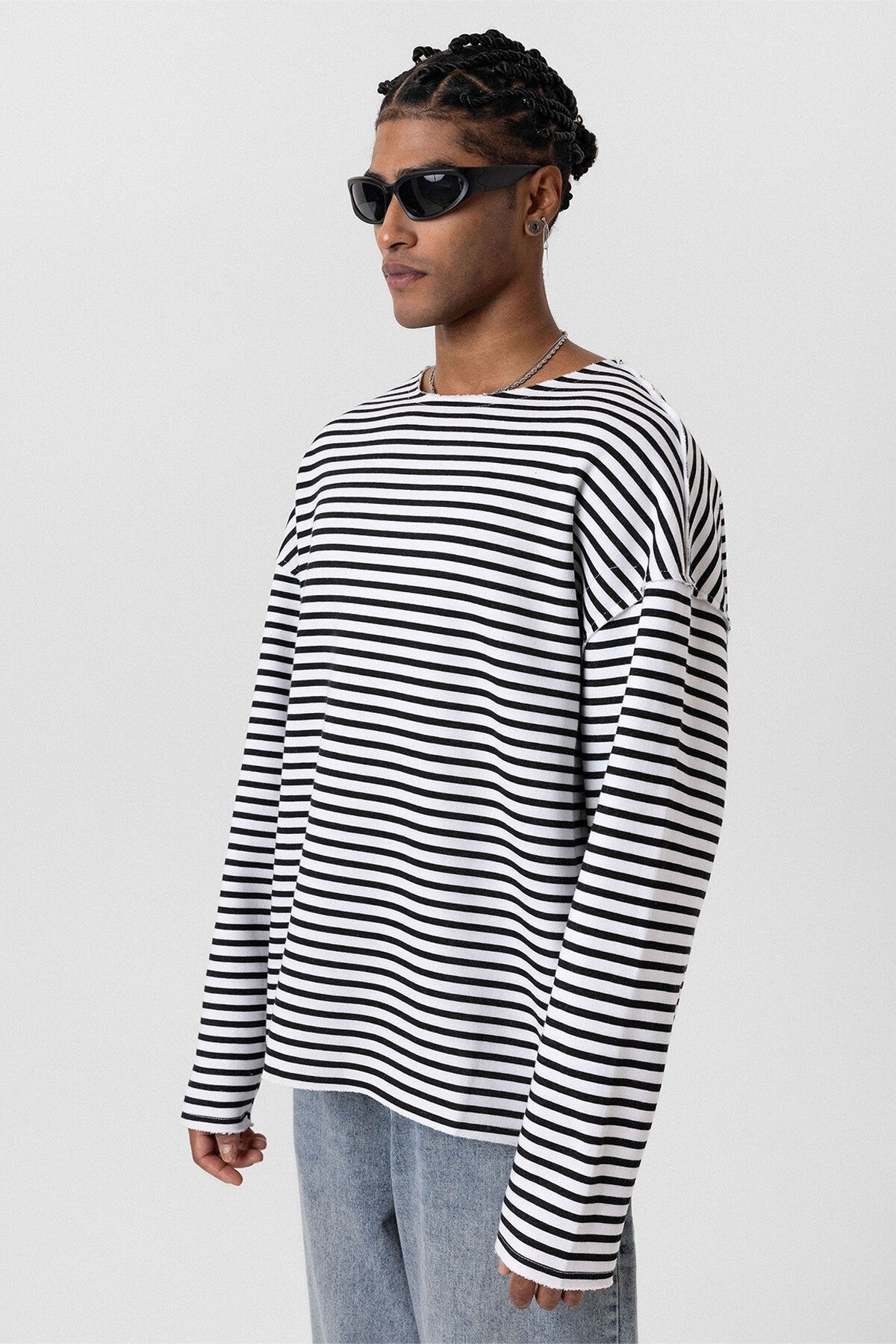 Oversized Sweatshirt with Collar Detail