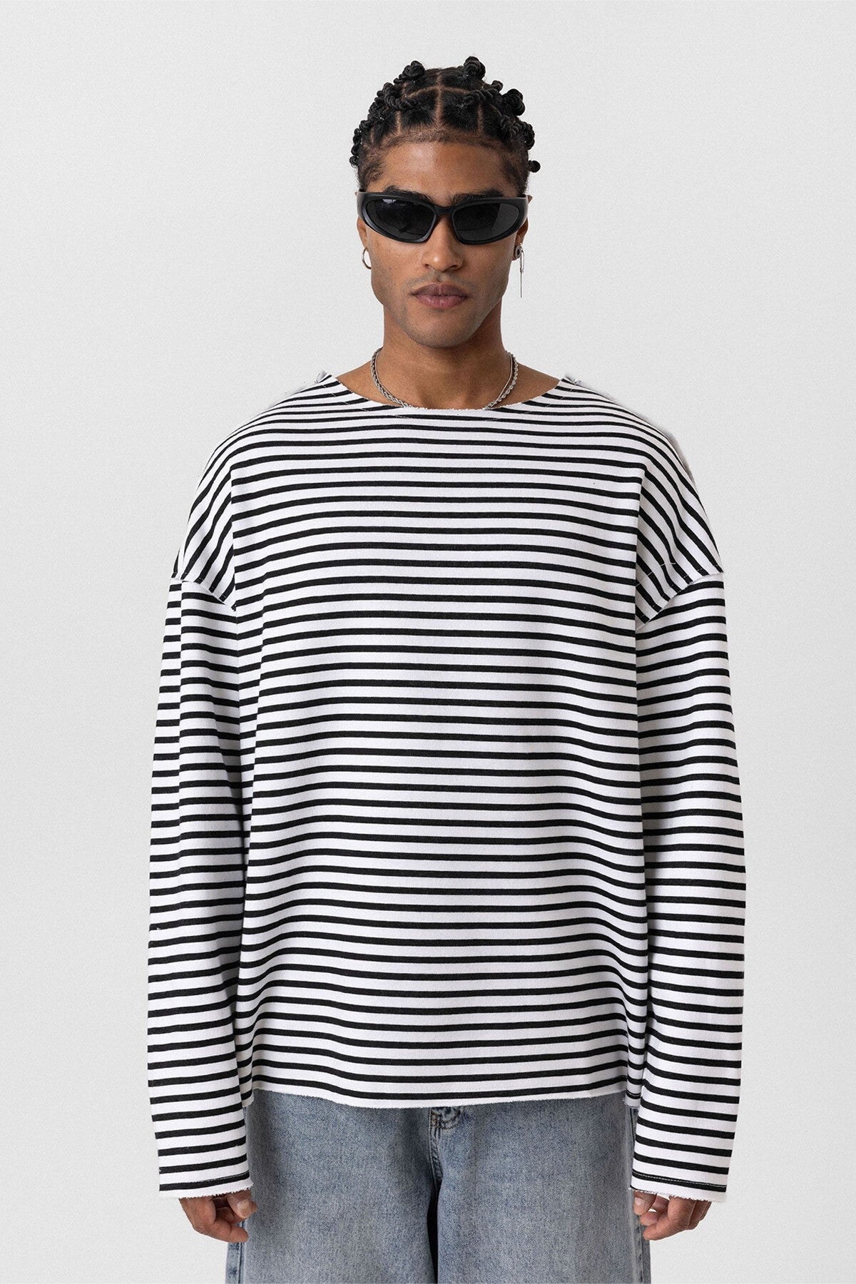 Oversized Sweatshirt with Collar Detail