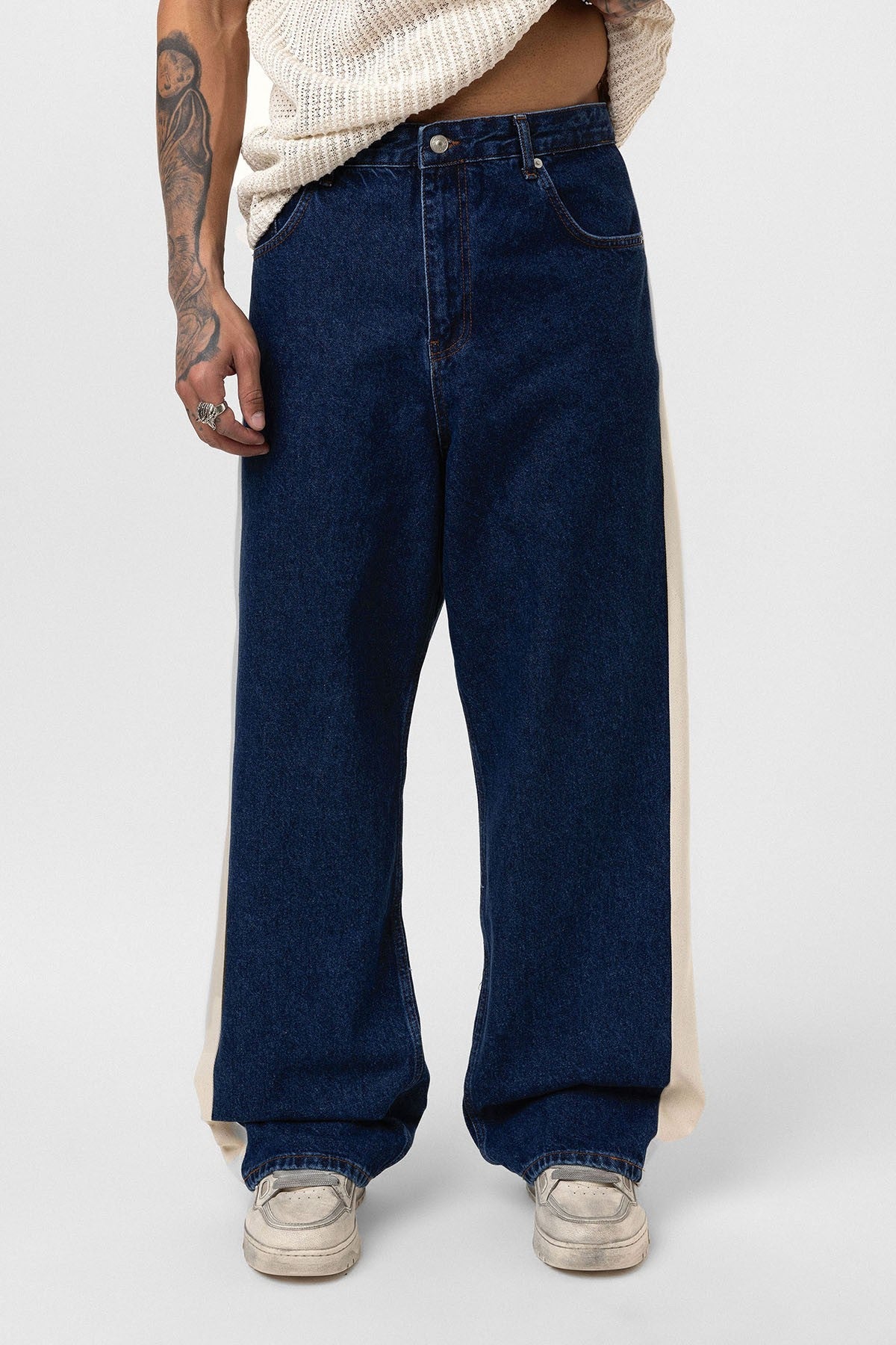 Baggy-Fit Jeans with Side Stripes