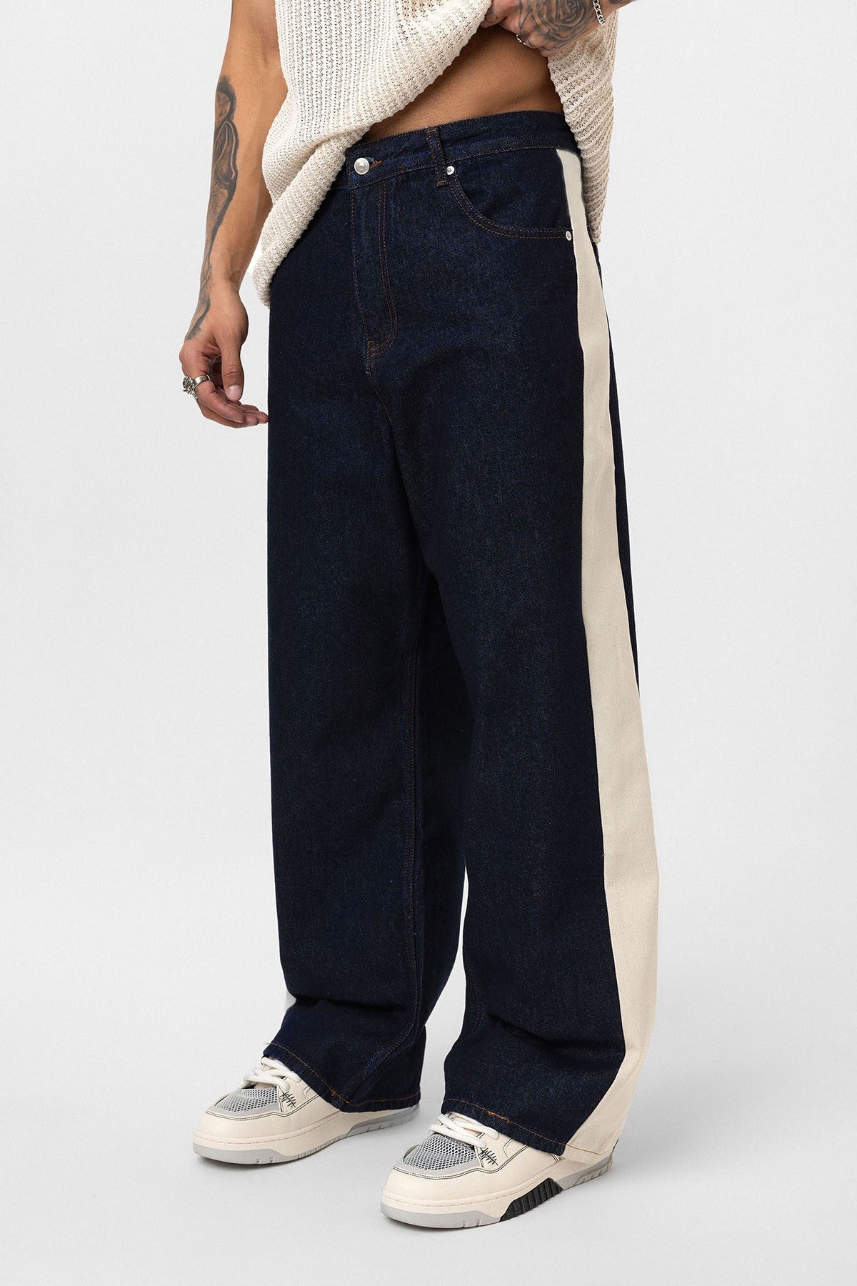 Baggy-Fit Jeans with Side Stripes