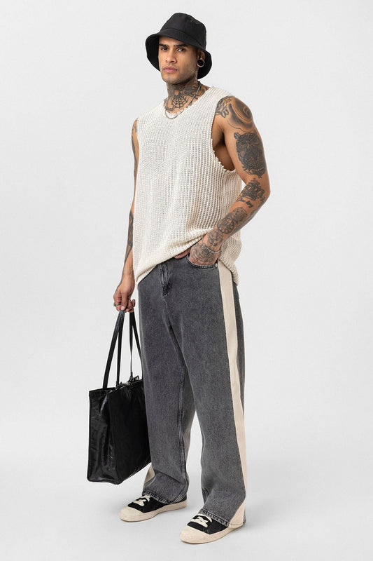 Baggy-Fit Jeans with Side Stripes