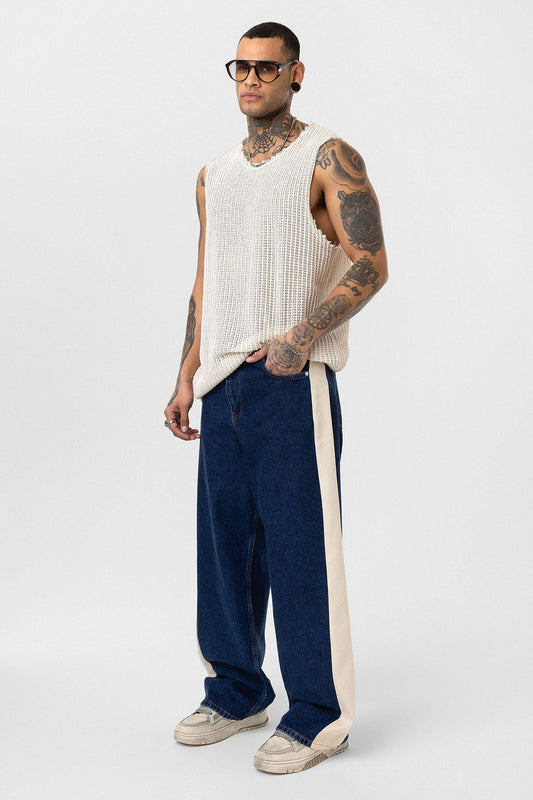 Baggy-Fit Jeans with Side Stripes