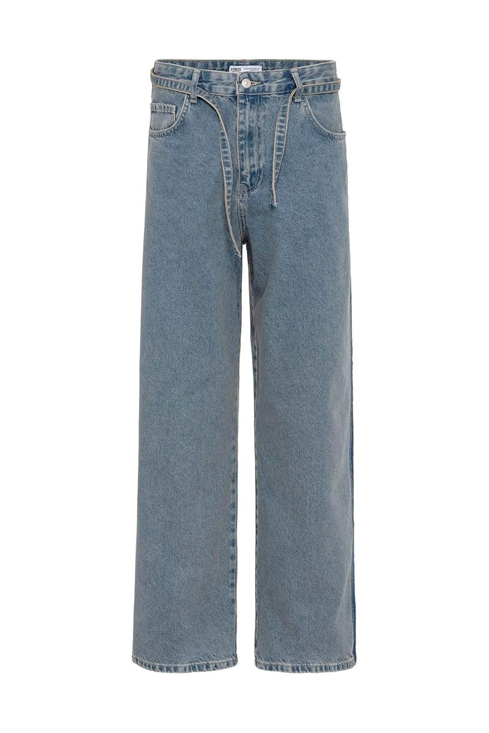 Baggy Jeans with Detailed Belt Straps