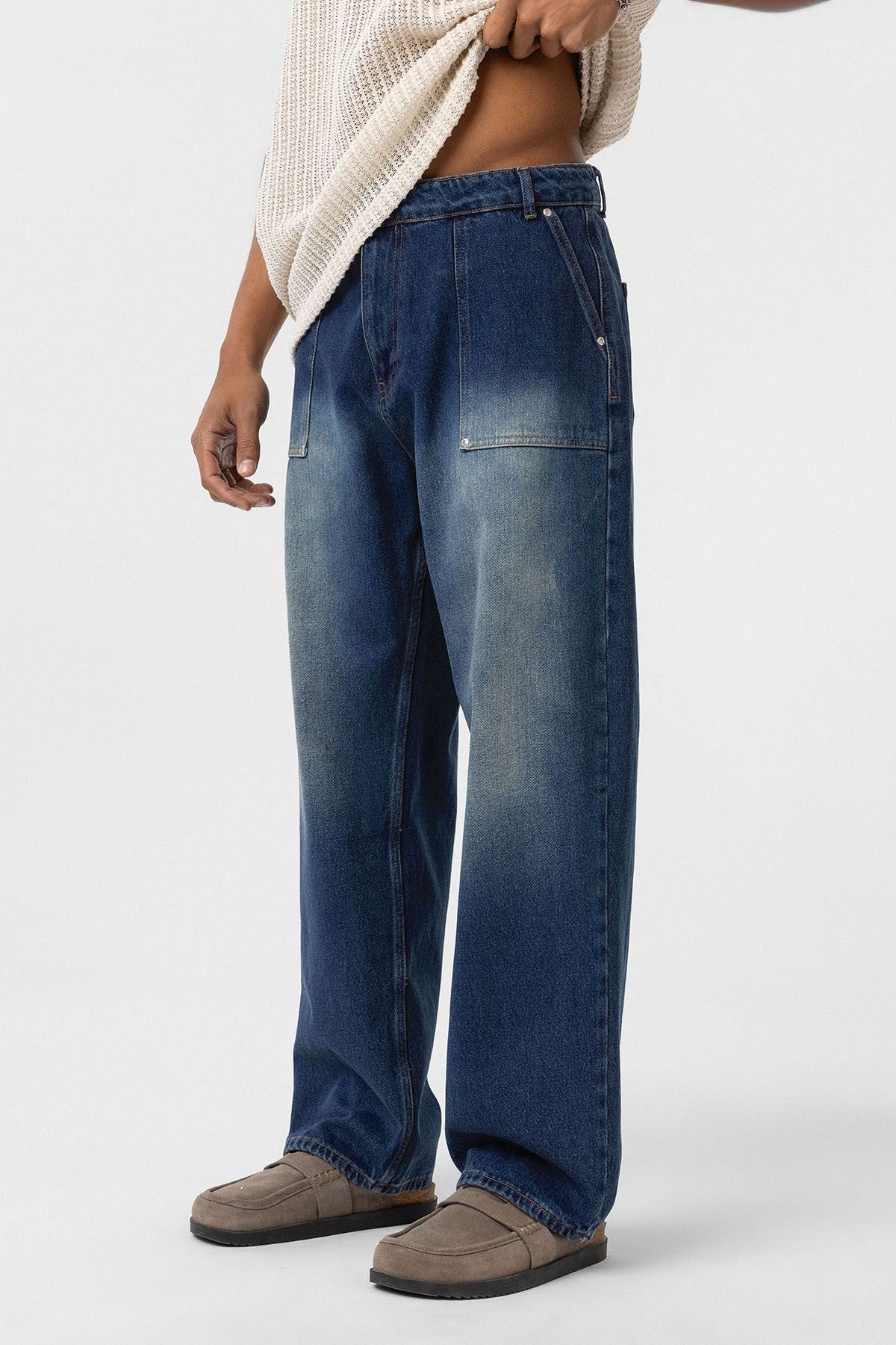 Baggy-Fit Jeans with Detailed Pockets