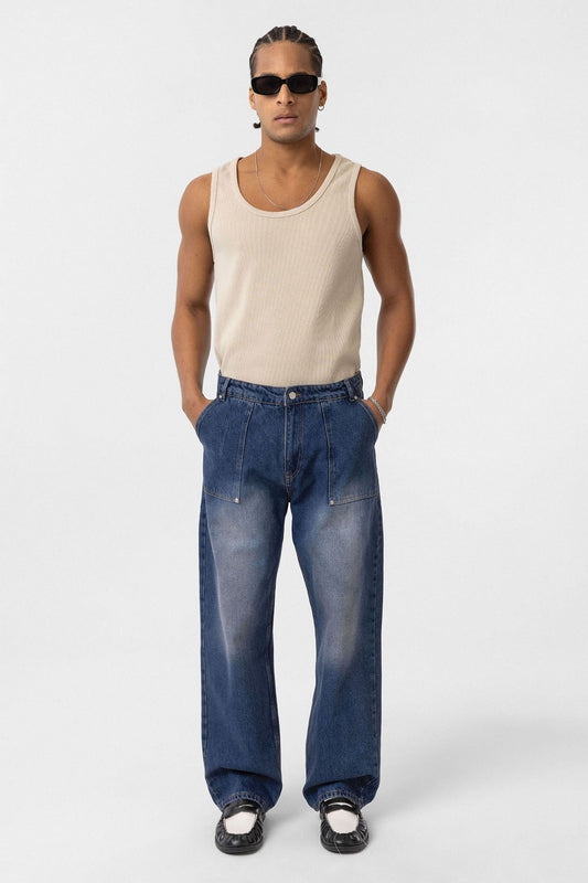 Baggy-Fit Jeans with Detailed Pockets