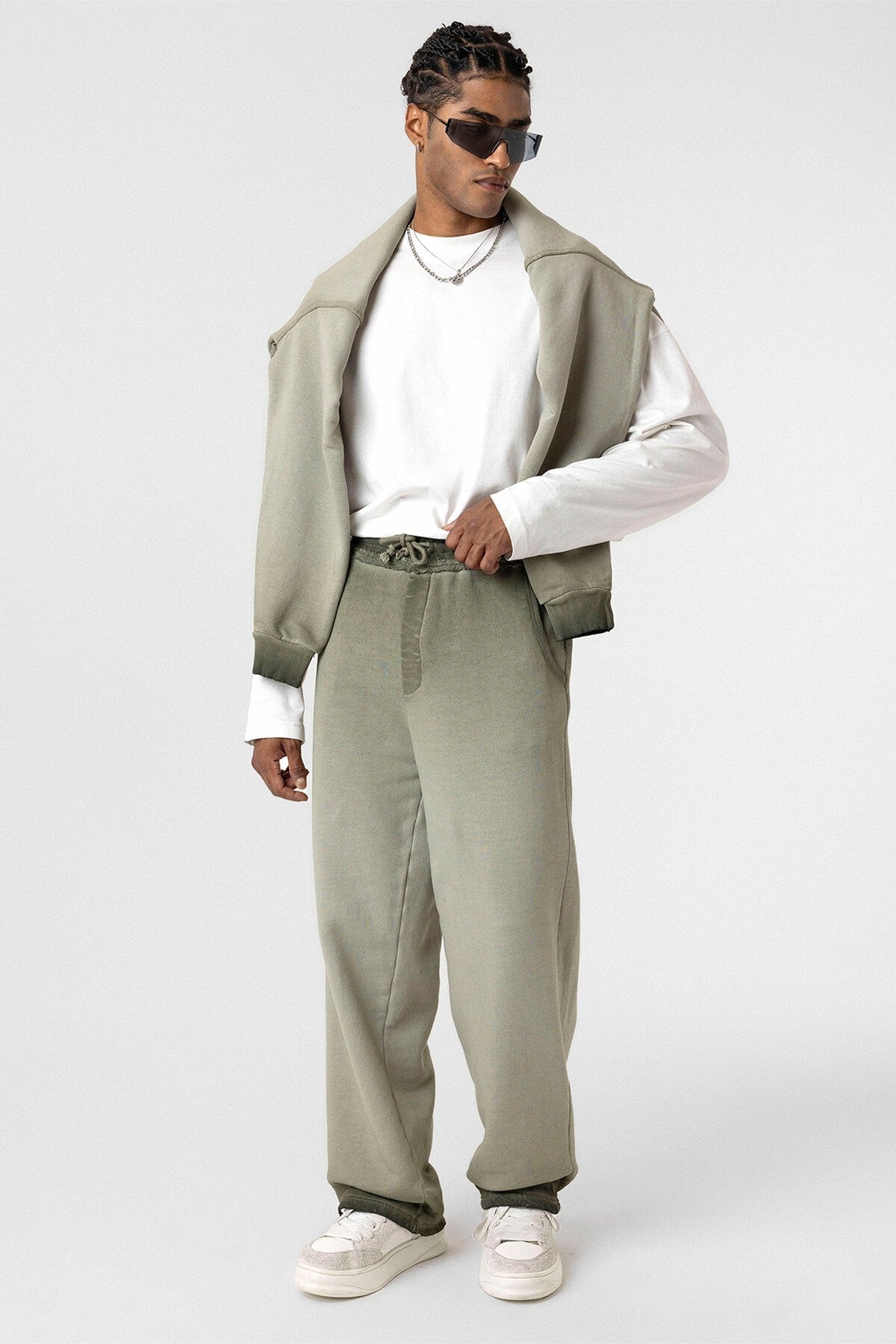 Oversized Sweatpants with Color Gradient and Washed Effect