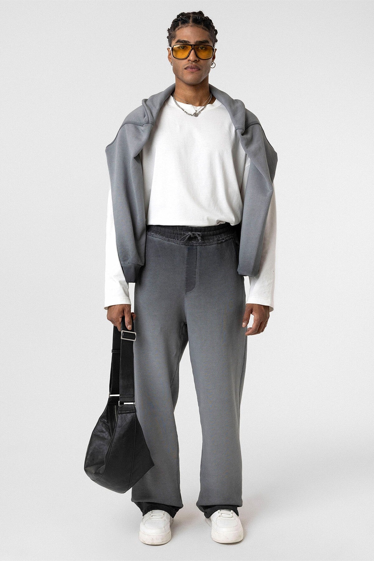 Oversized Sweatpants with Color Gradient and Washed Effect