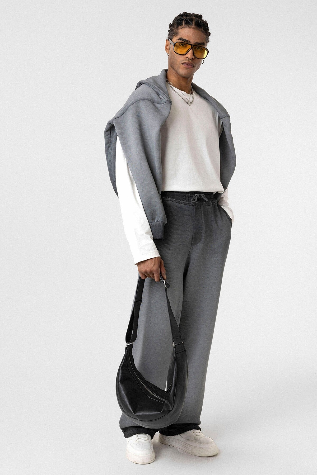 Oversized Sweatpants with Color Gradient and Washed Effect