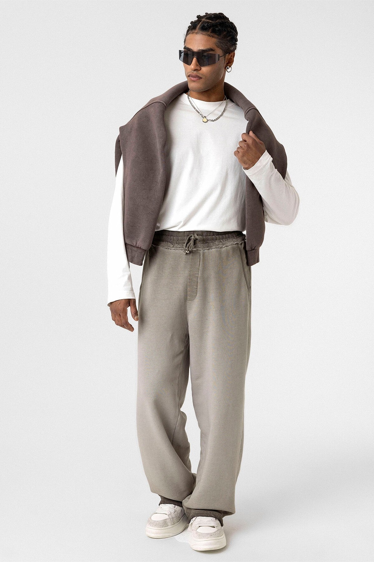 Oversized Sweatpants with Color Gradient and Washed Effect