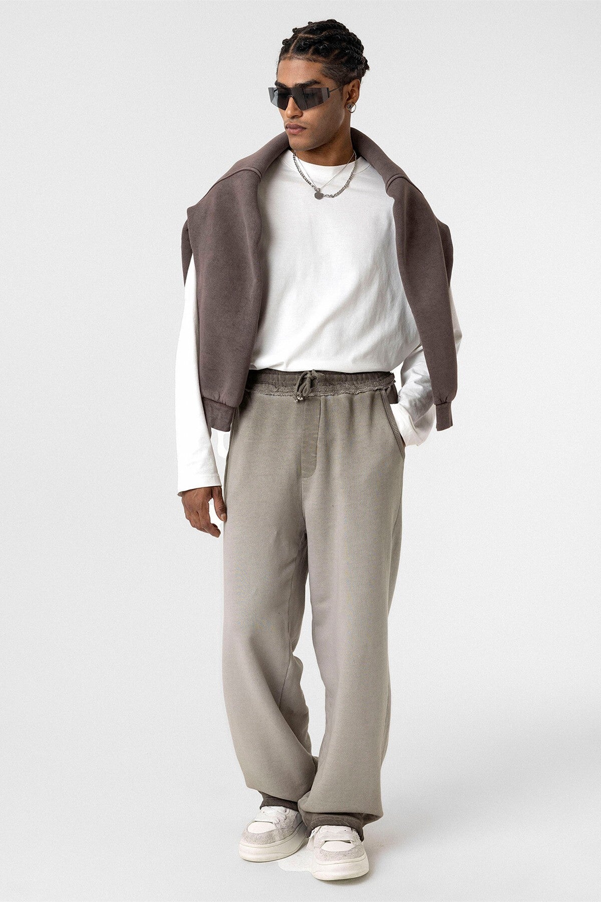Oversized Sweatpants with Color Gradient and Washed Effect