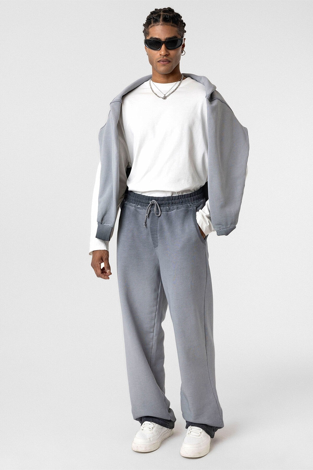 Oversized Sweatpants with Color Gradient and Washed Effect