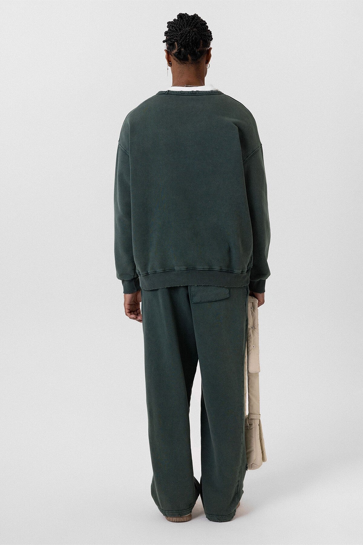 Premium Washed Oversized Sweatsuit Set with Ripped Details