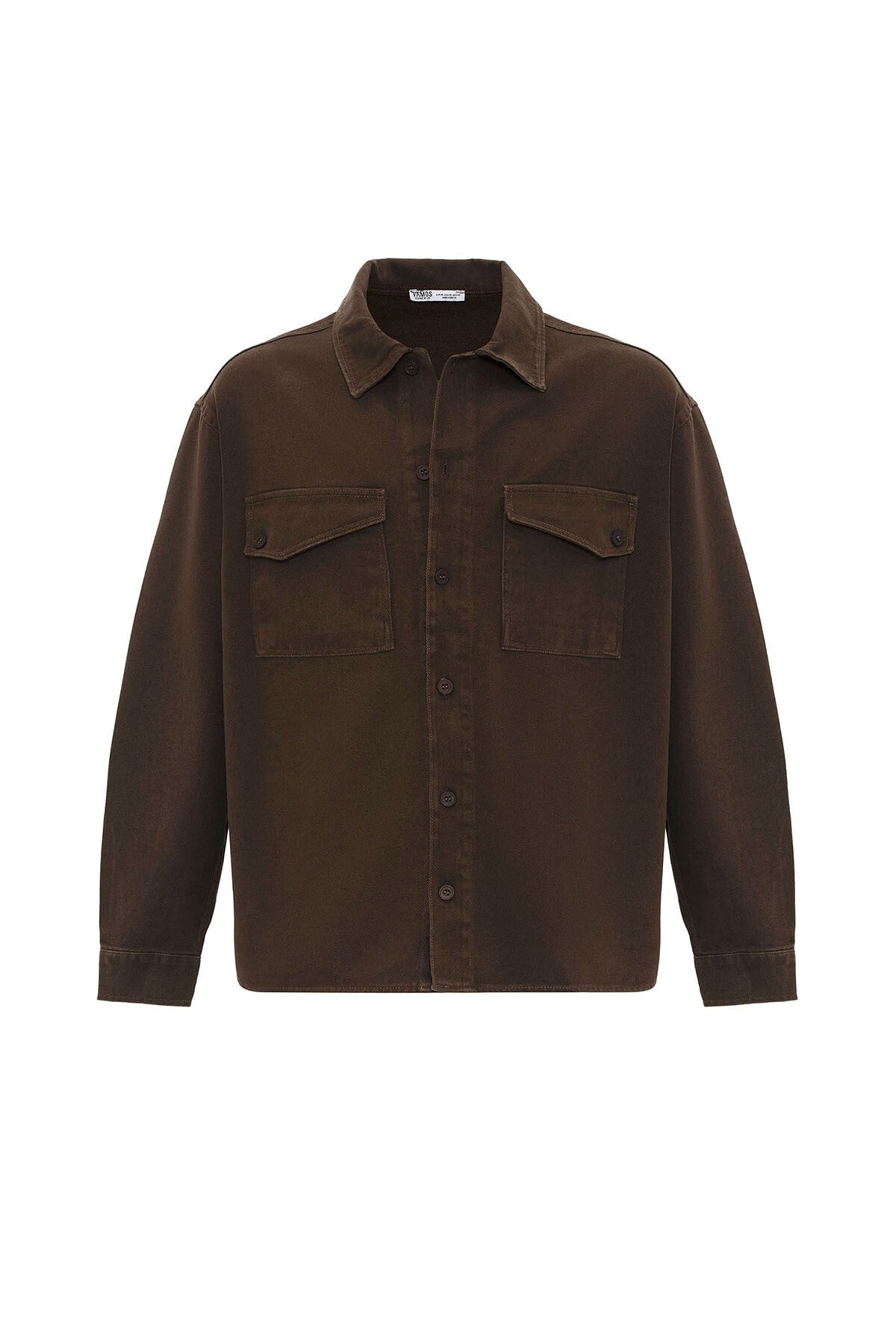 Oversized Denim Jacket with Double Pockets and Back Print
