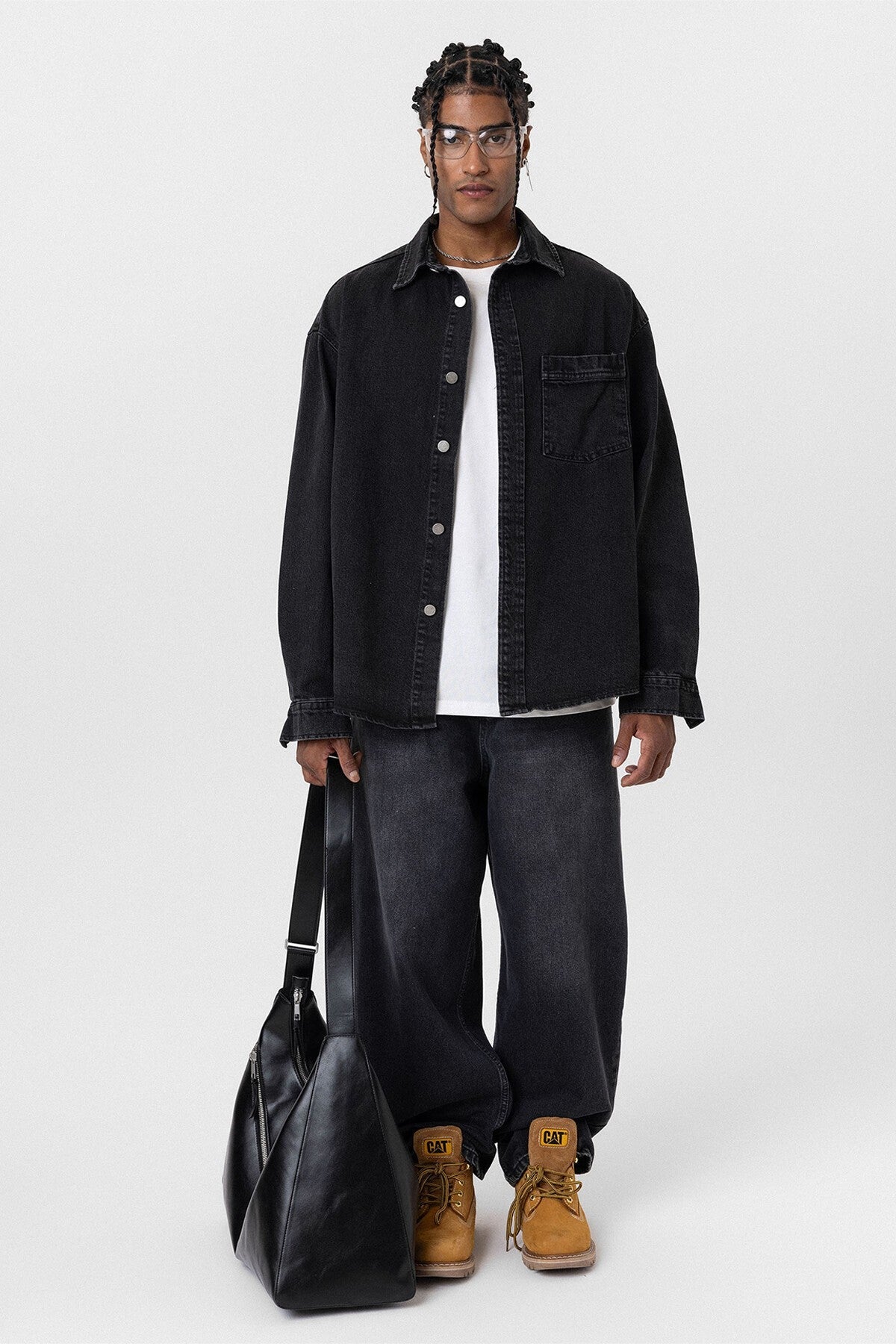 Oversized Denim Jacket with Detailed Pockets