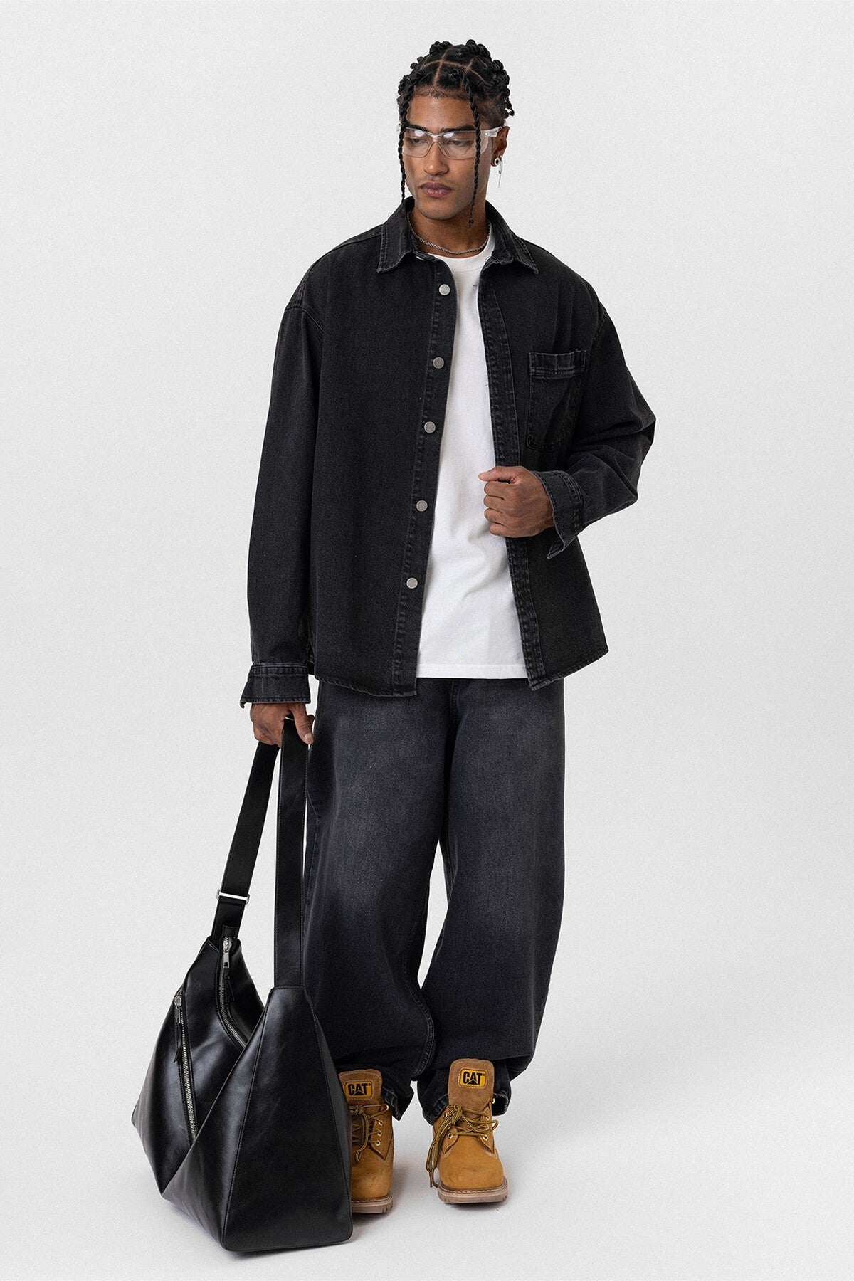 Oversized Denim Jacket with Detailed Pockets