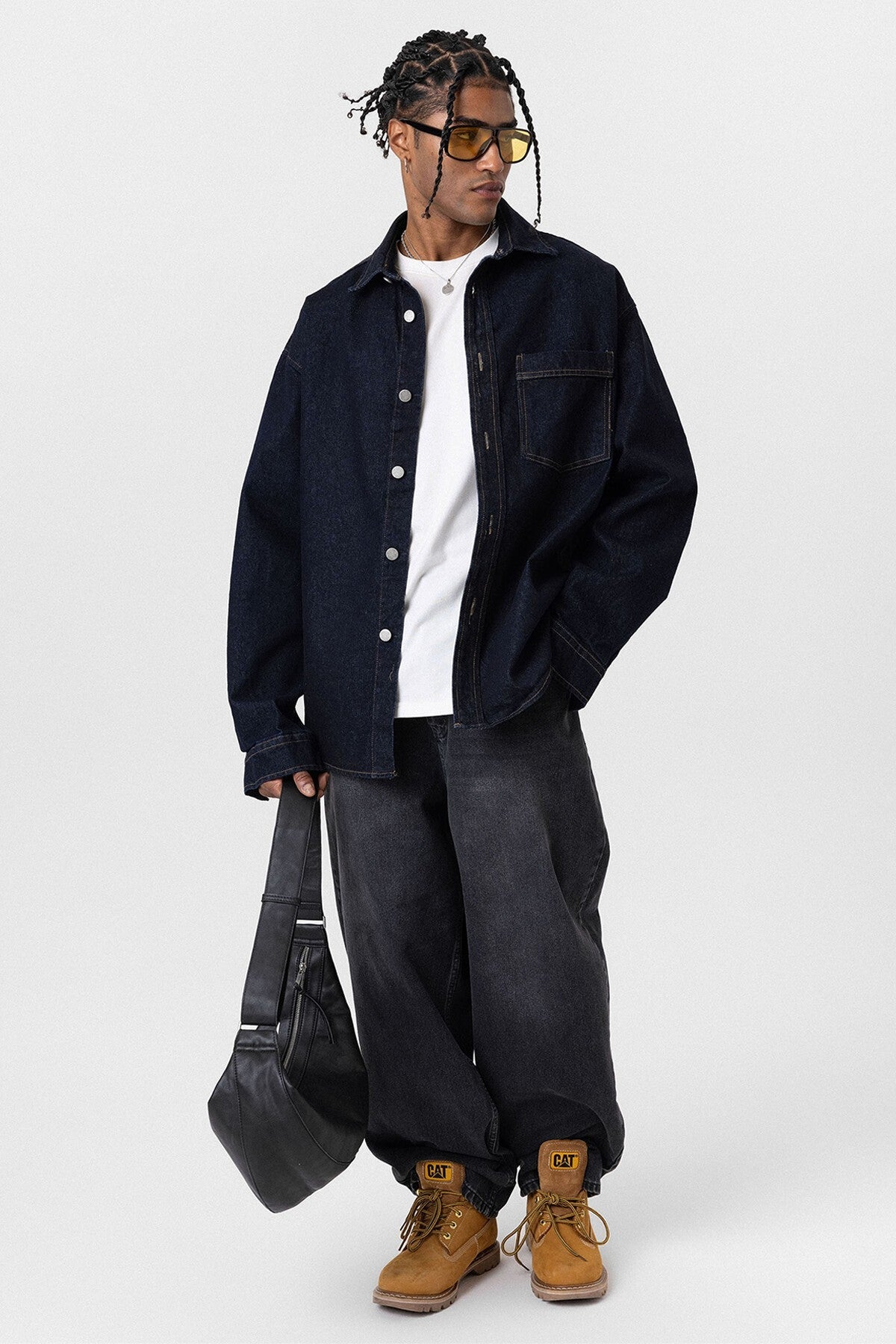 Oversized Denim Jacket with Detailed Pockets