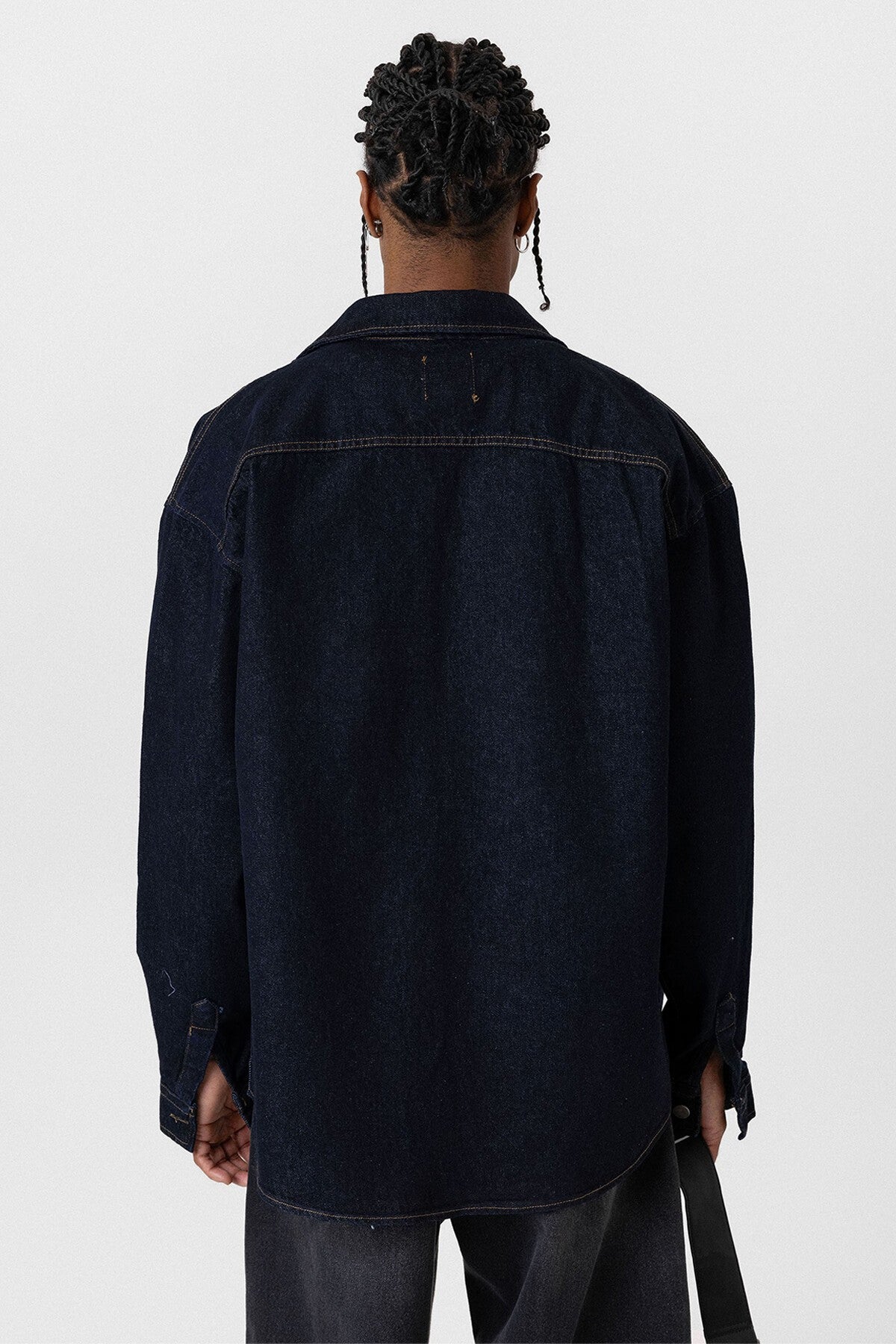 Oversized Denim Jacket with Detailed Pockets