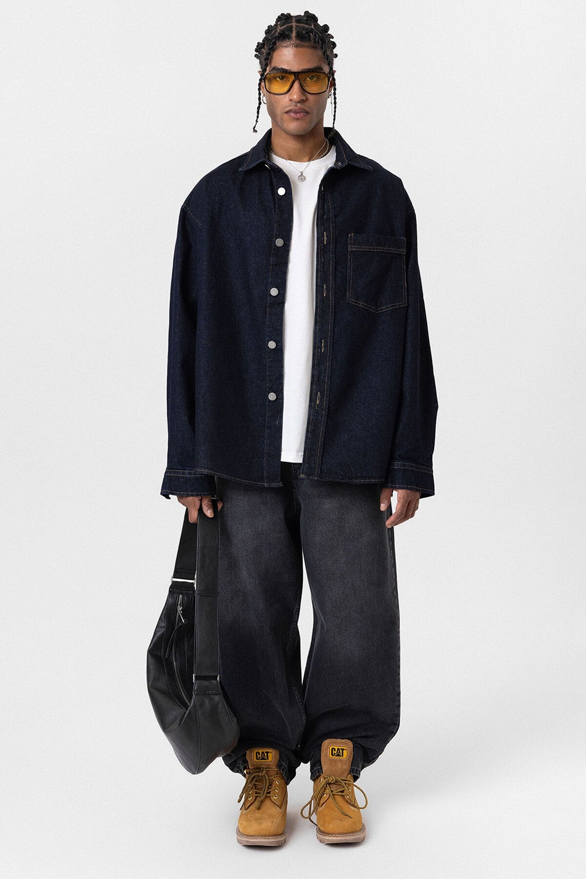 Oversized Denim Jacket with Detailed Pockets