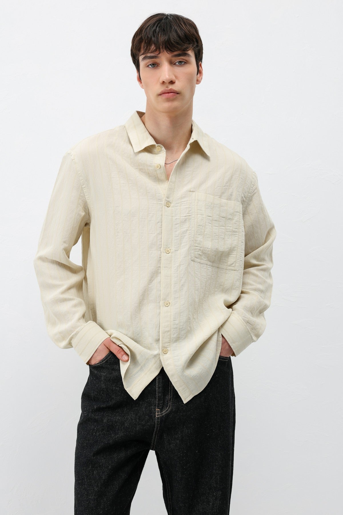 Oversized Striped Modal Shirt