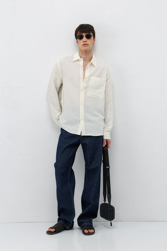 Oversized Striped Modal Shirt