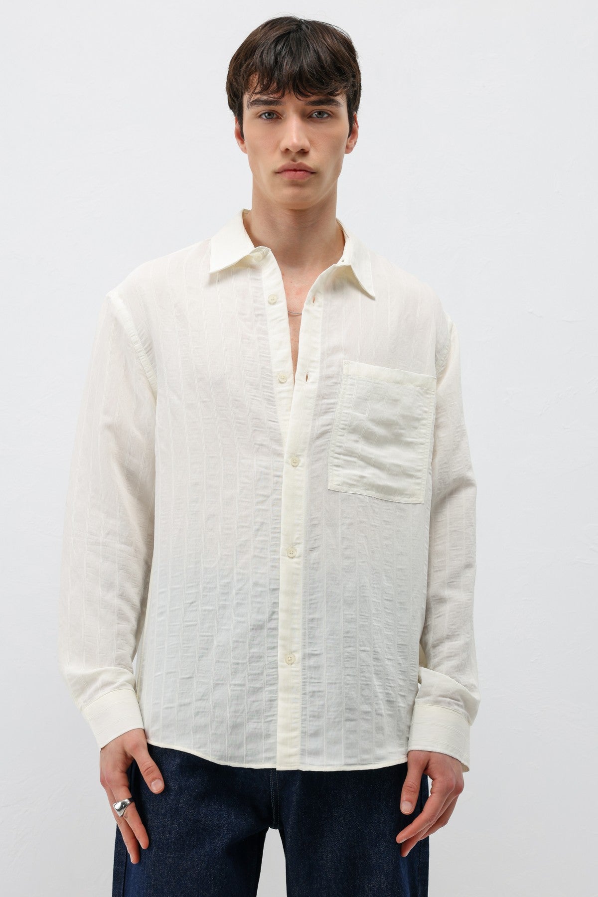 Oversized Striped Modal Shirt