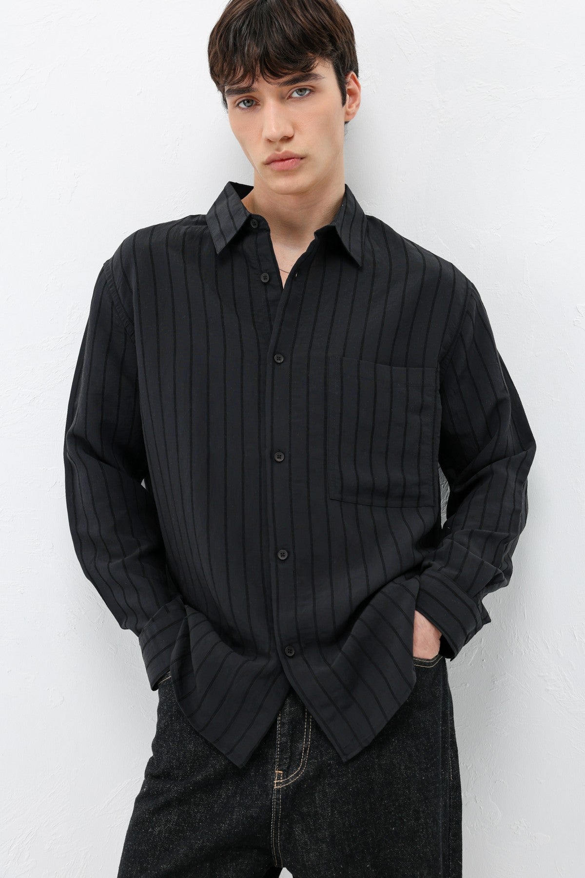 Oversized Striped Modal Shirt