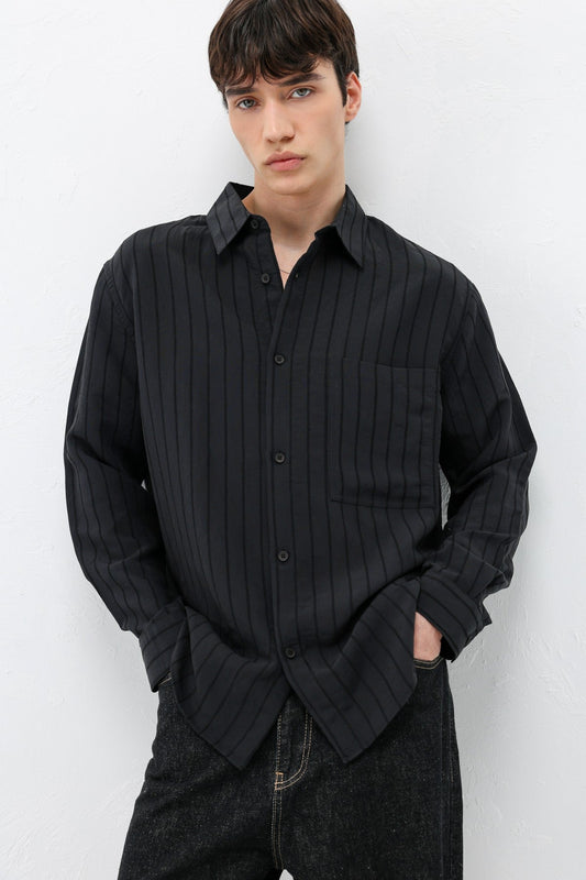 Oversized Striped Modal Shirt