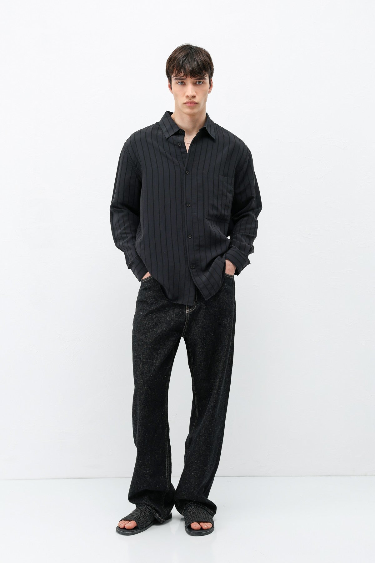 Oversized Striped Modal Shirt