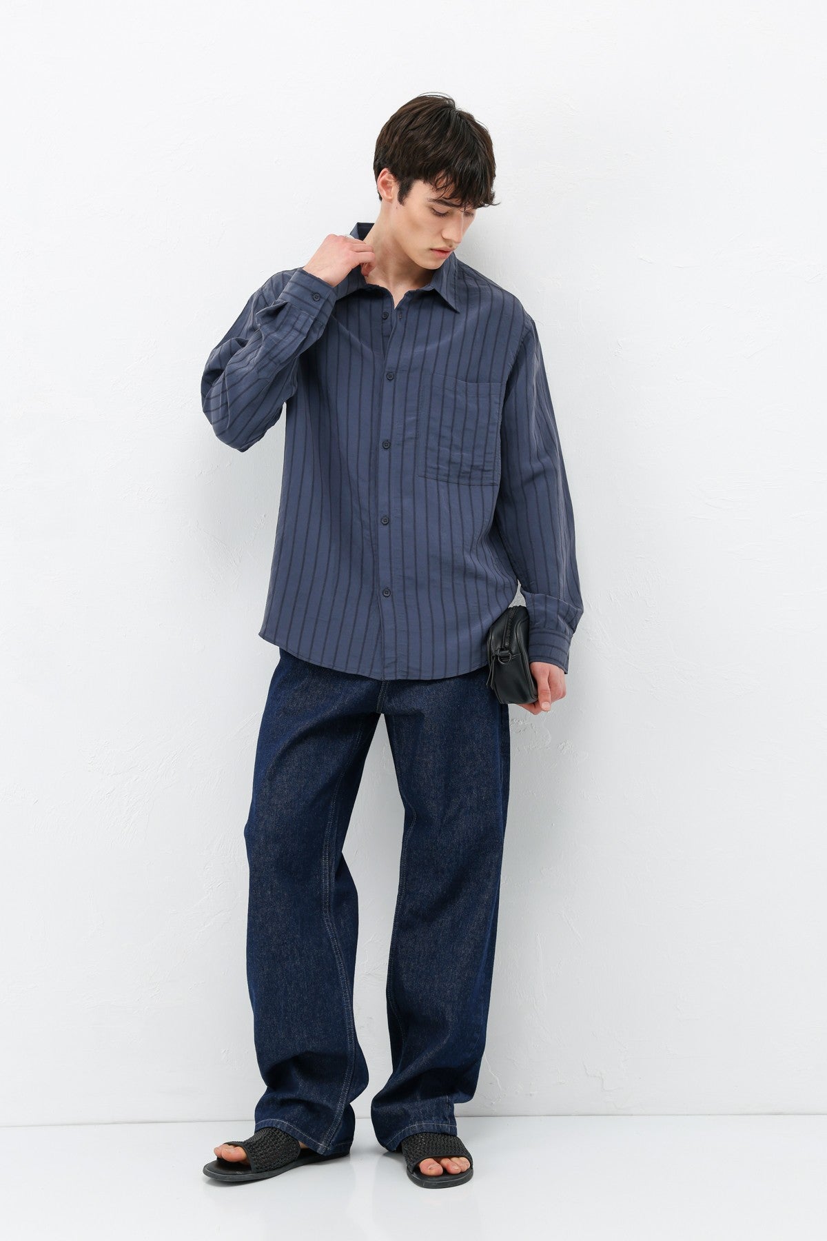 Oversized Striped Modal Shirt