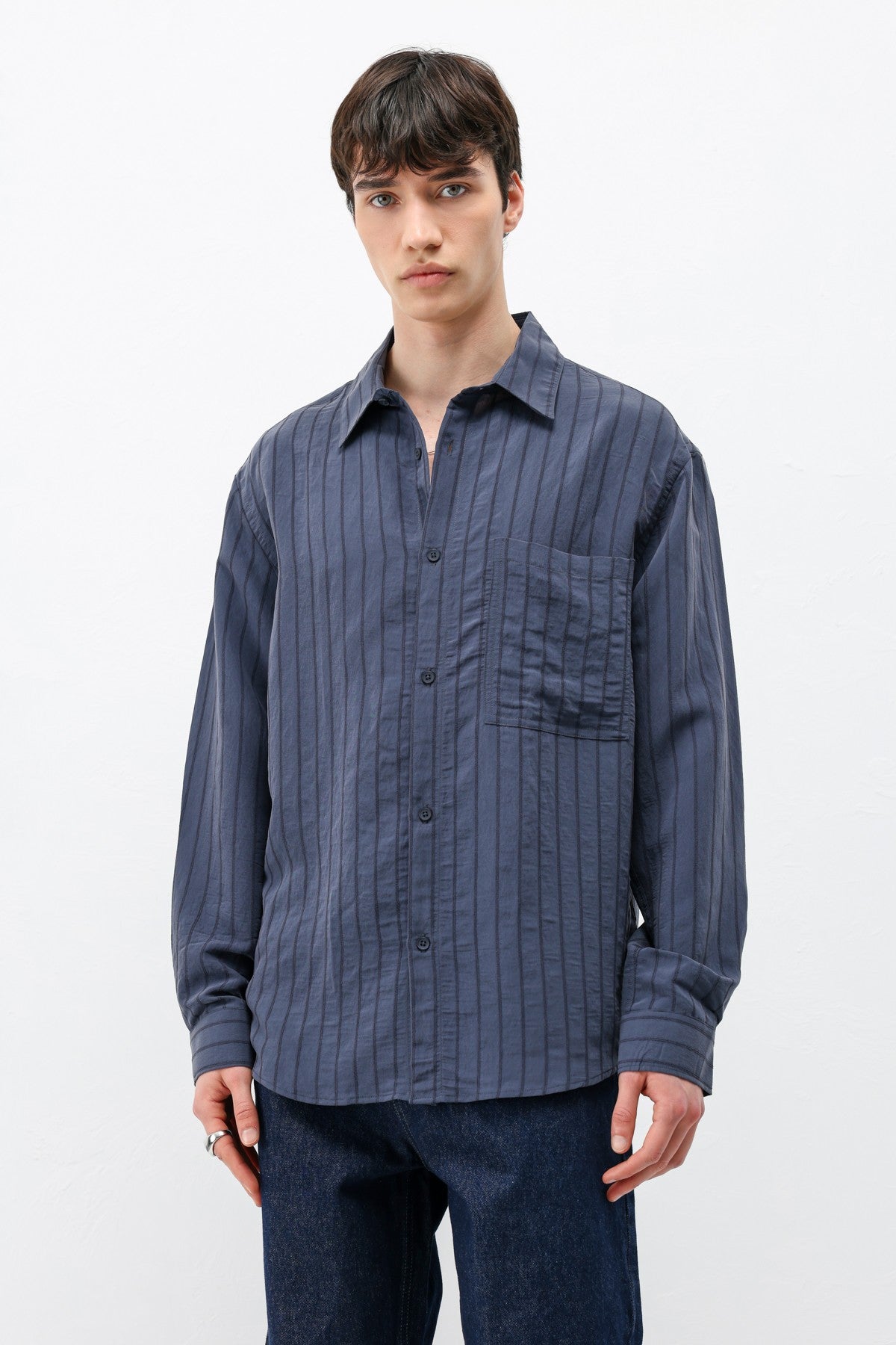 Oversized Striped Modal Shirt