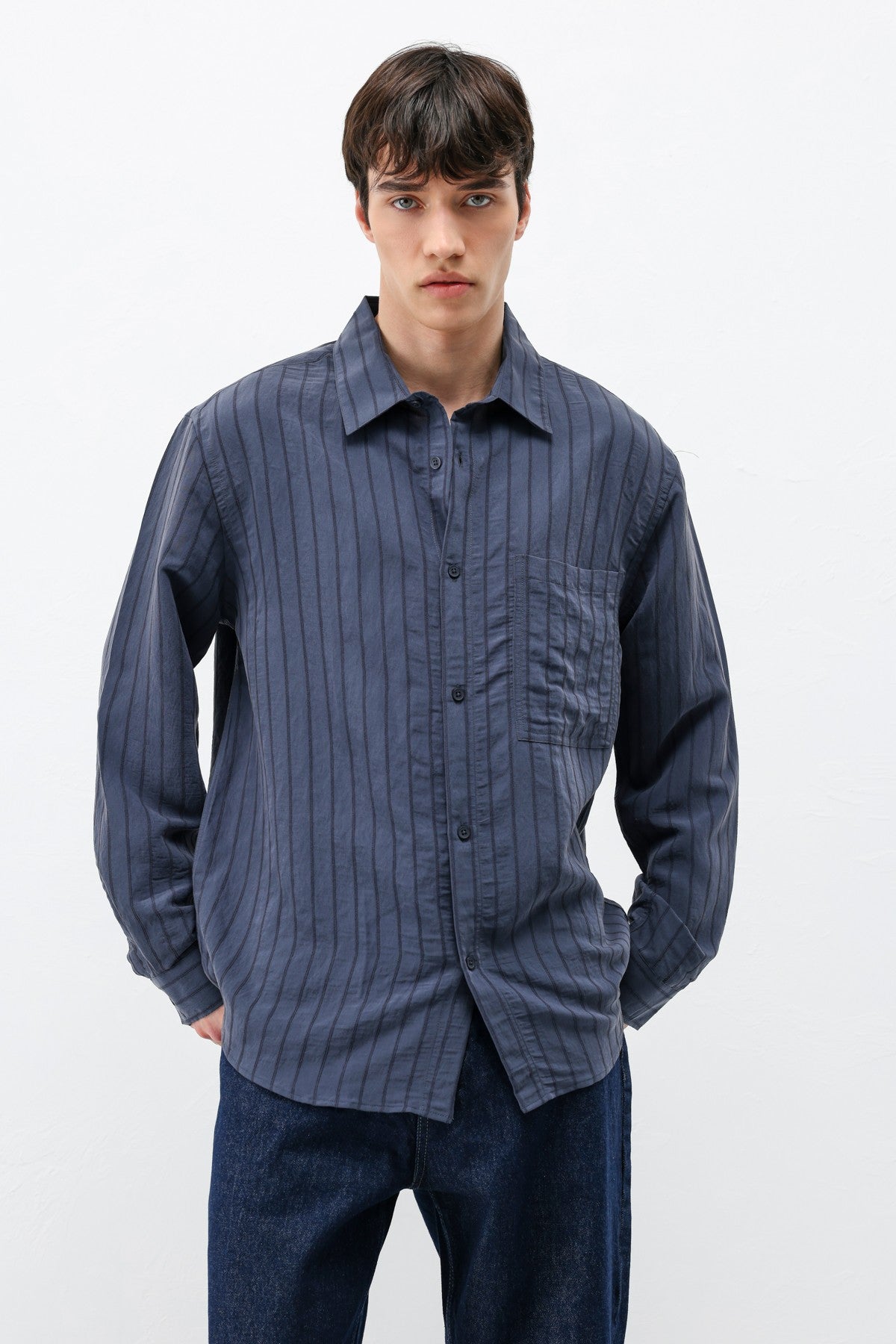 Oversized Striped Modal Shirt