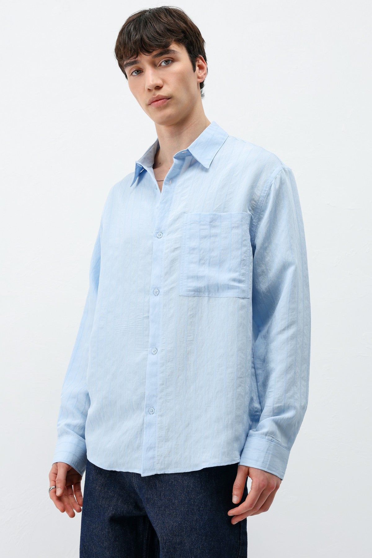 Oversized Striped Modal Shirt
