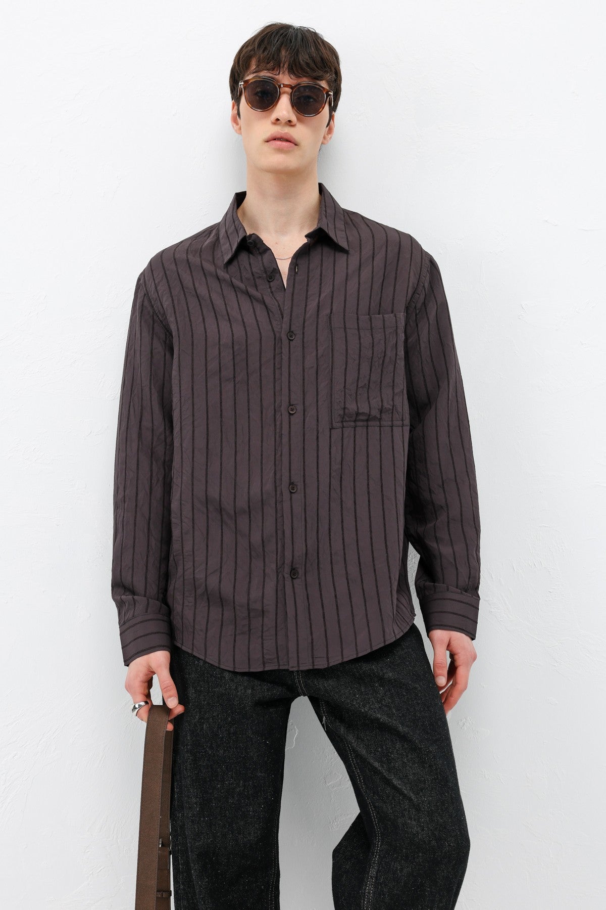 Oversized Striped Modal Shirt