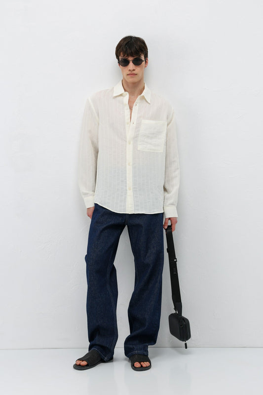 Oversized Striped Modal Shirt