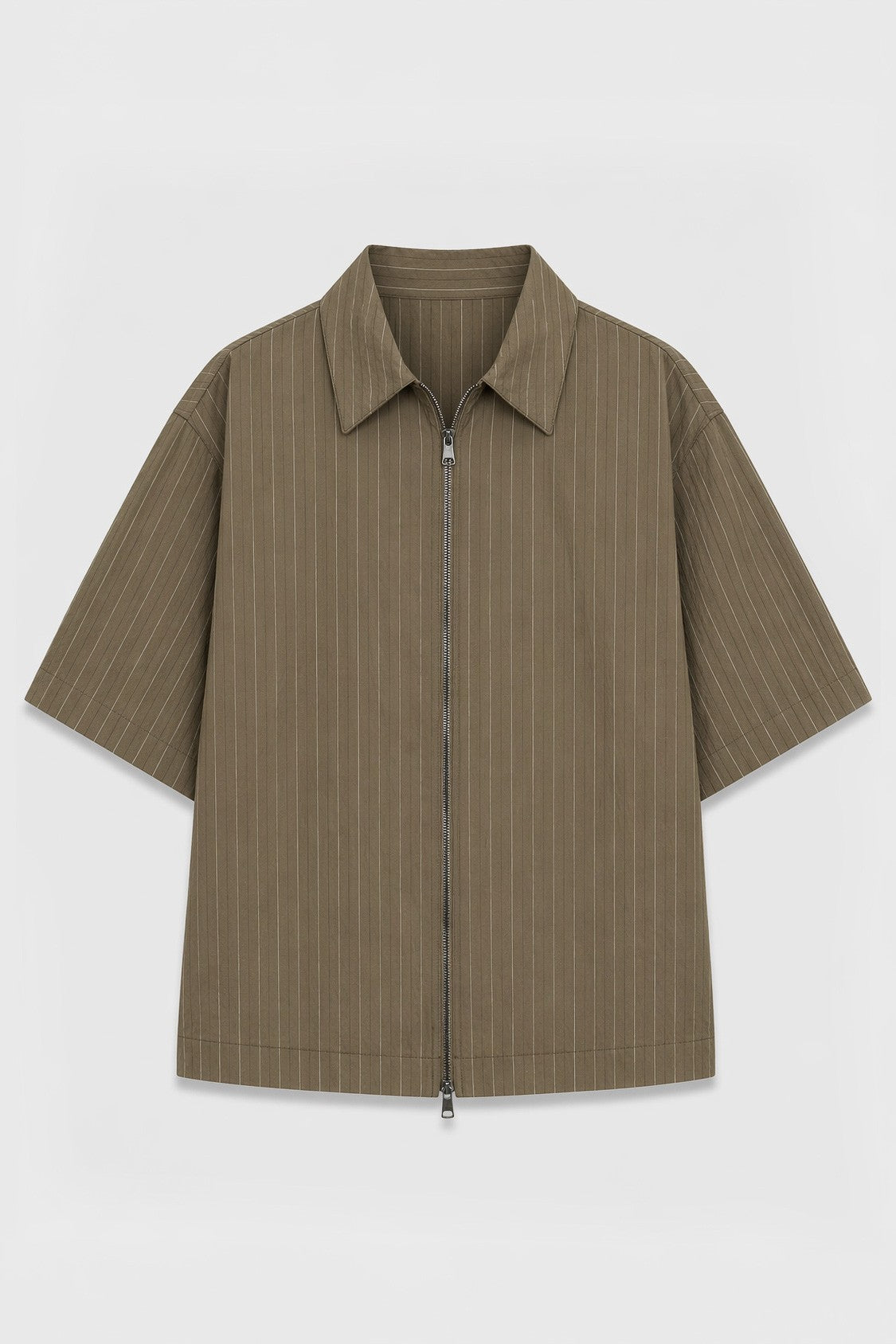 Lyocell-Blend Striped Linen Shirt with a Zipper