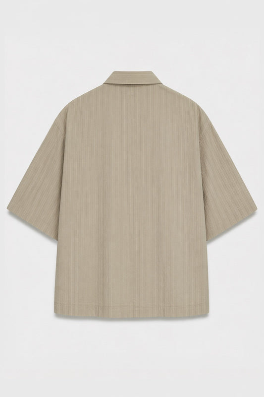 Lyocell-Blend Striped Linen Shirt with a Zipper