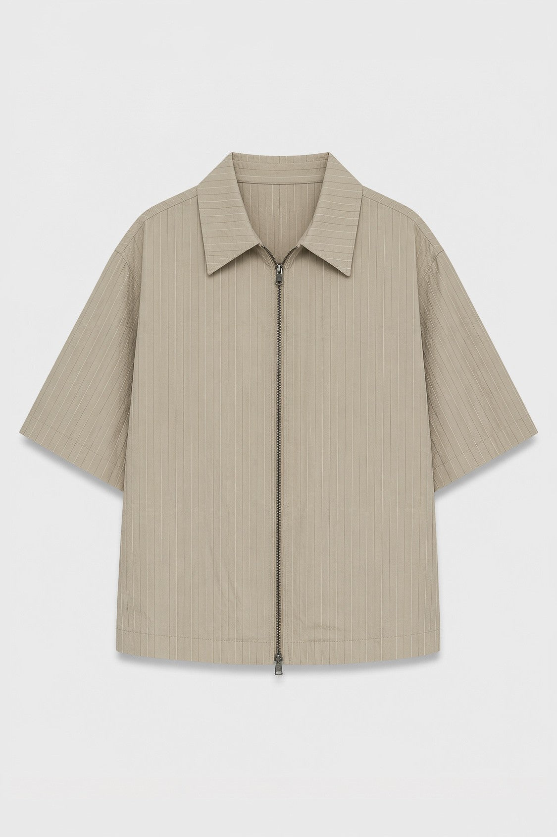 Lyocell-Blend Striped Linen Shirt with a Zipper