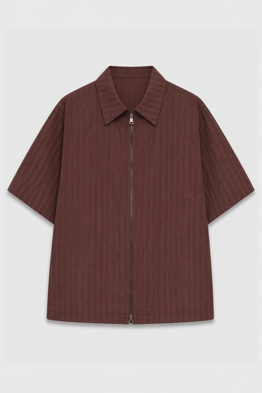 Lyocell-Blend Striped Linen Shirt with a Zipper