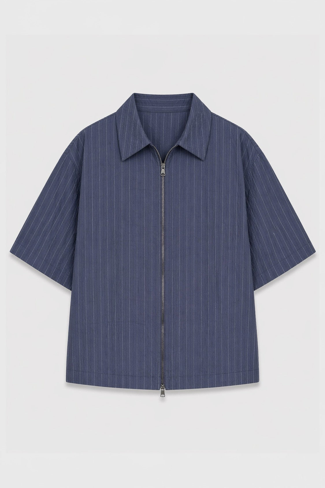 Lyocell-Blend Striped Linen Shirt with a Zipper