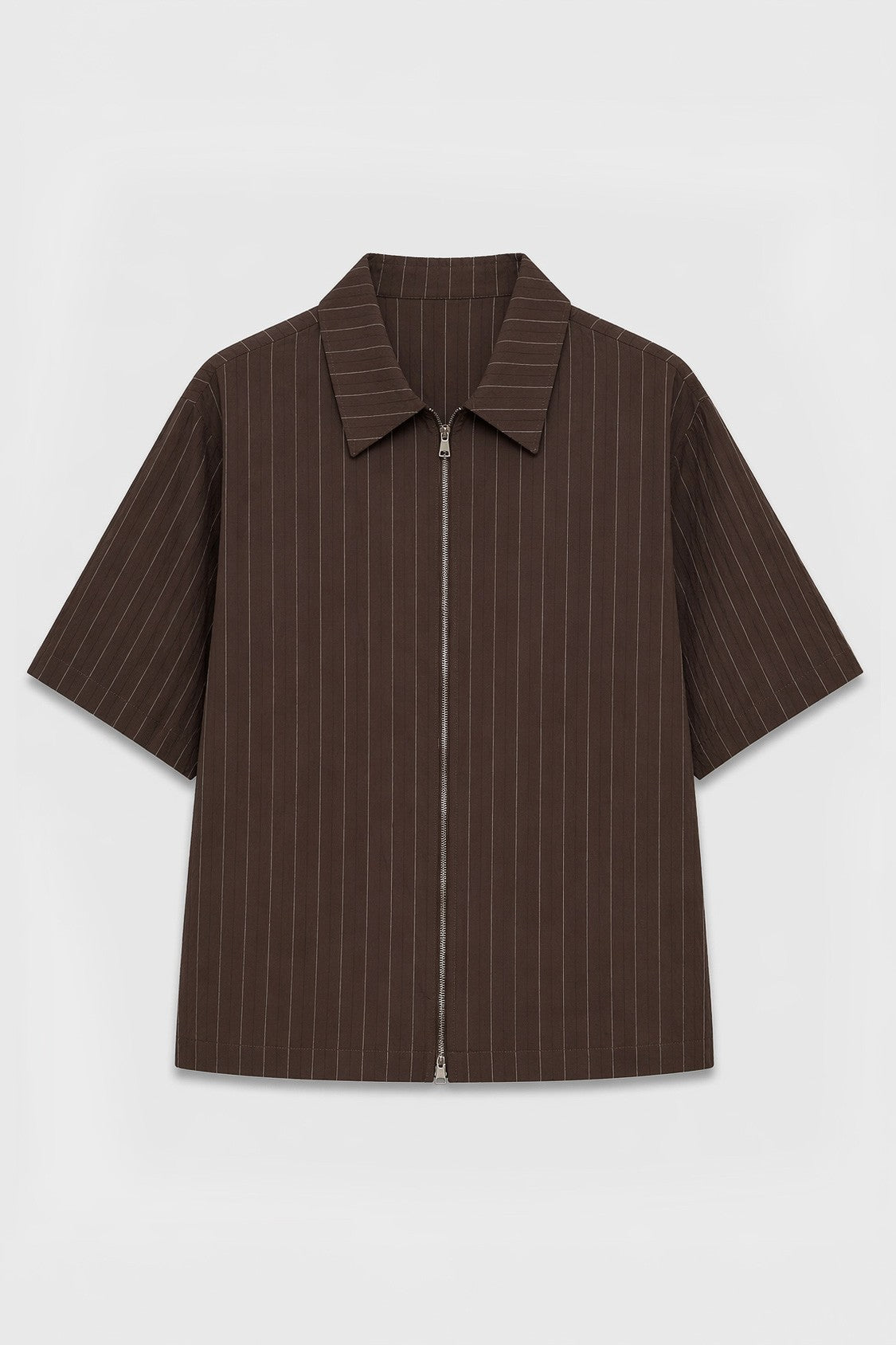 Lyocell-Blend Striped Linen Shirt with a Zipper