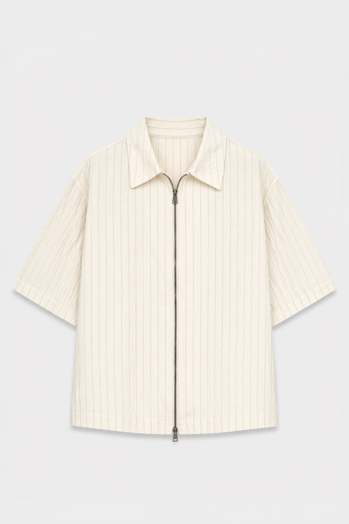Lyocell-Blend Striped Linen Shirt with a Zipper