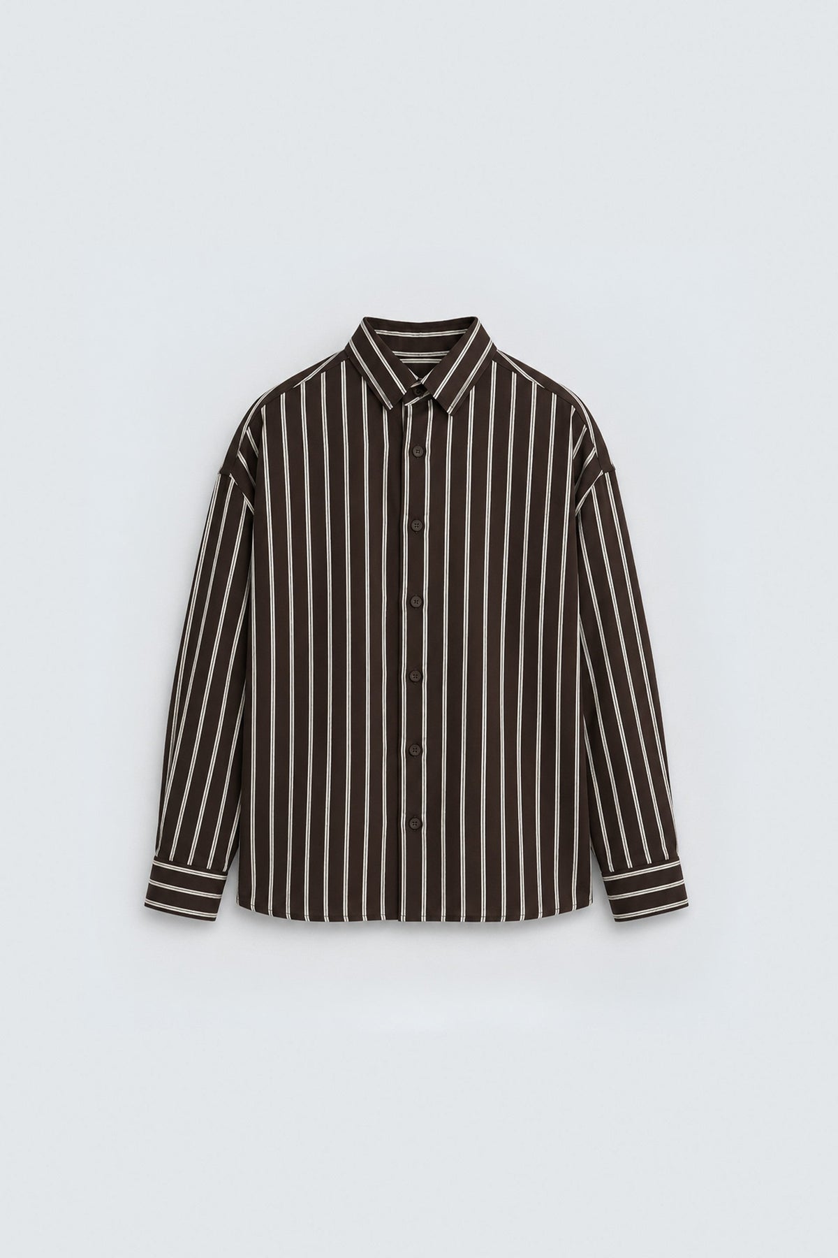 Striped Oversized Shirt, Brown