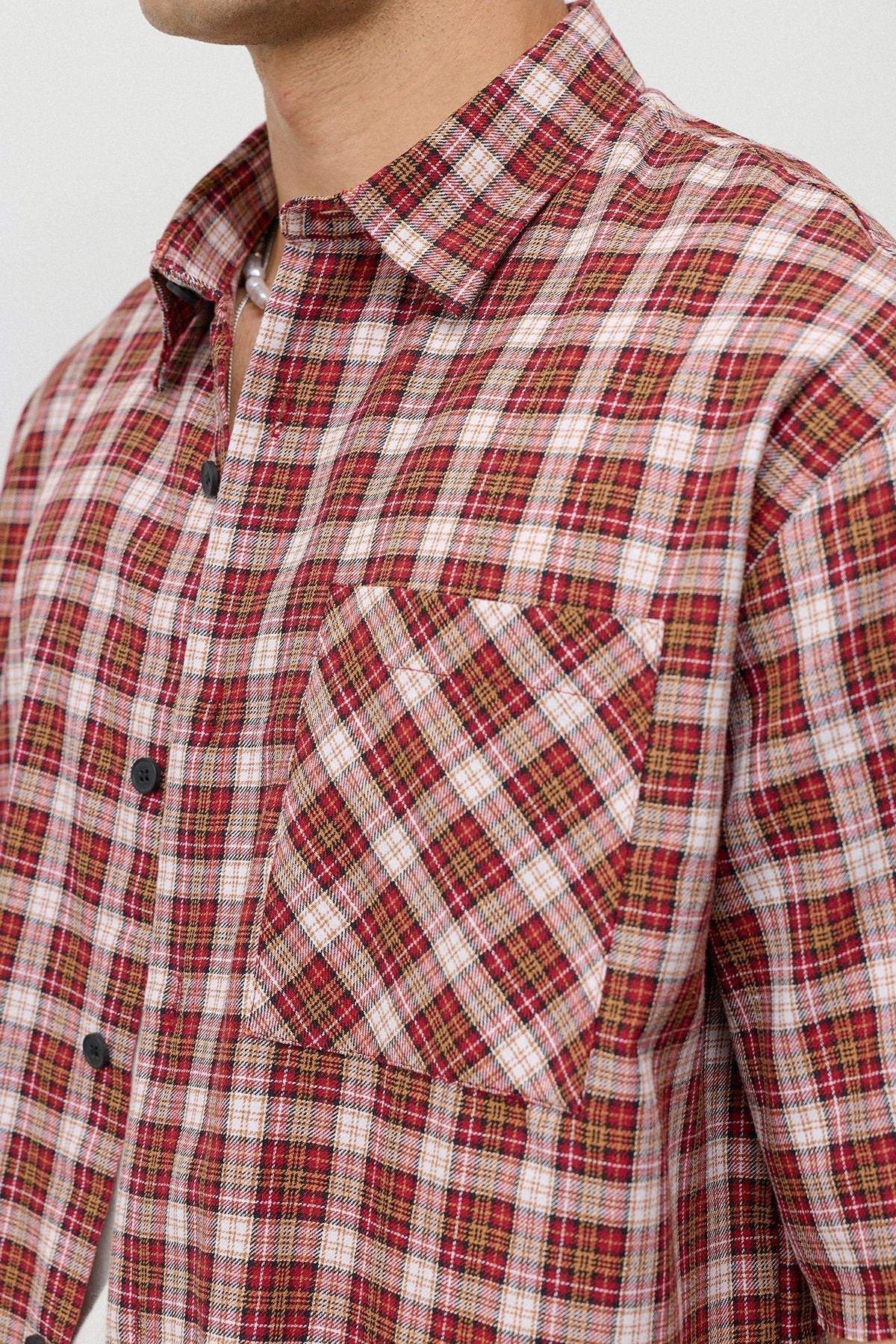 Boxy Fit Checkered Short-Sleeve Shirt