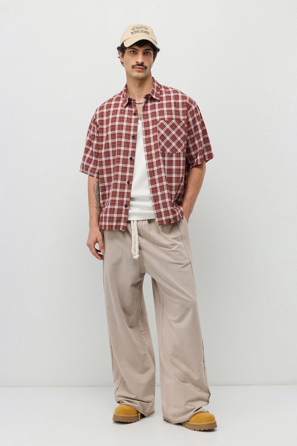 Boxy Fit Checkered Short-Sleeve Shirt