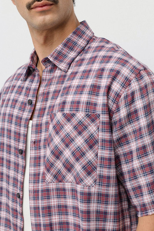 Boxy Fit Checkered Short-Sleeve Shirt