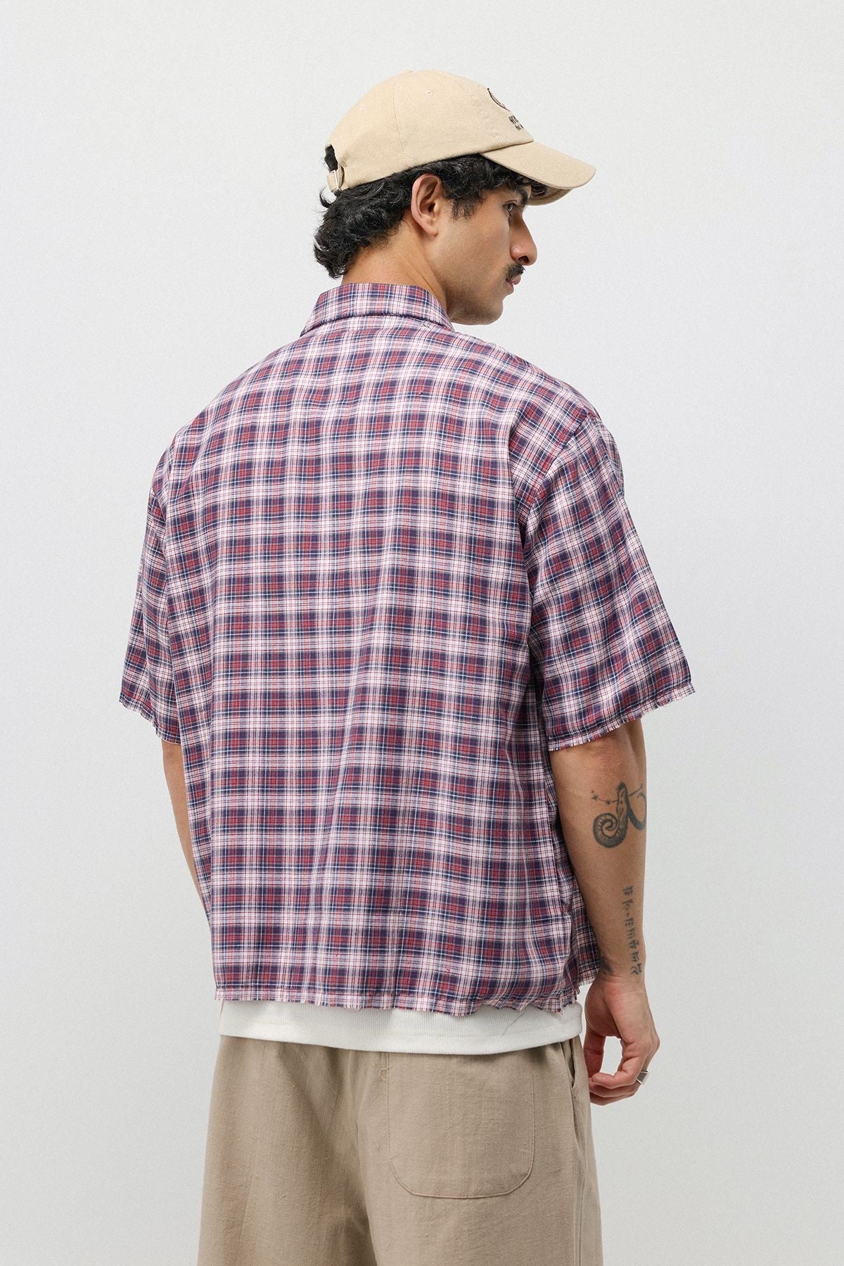 Boxy Fit Checkered Short-Sleeve Shirt
